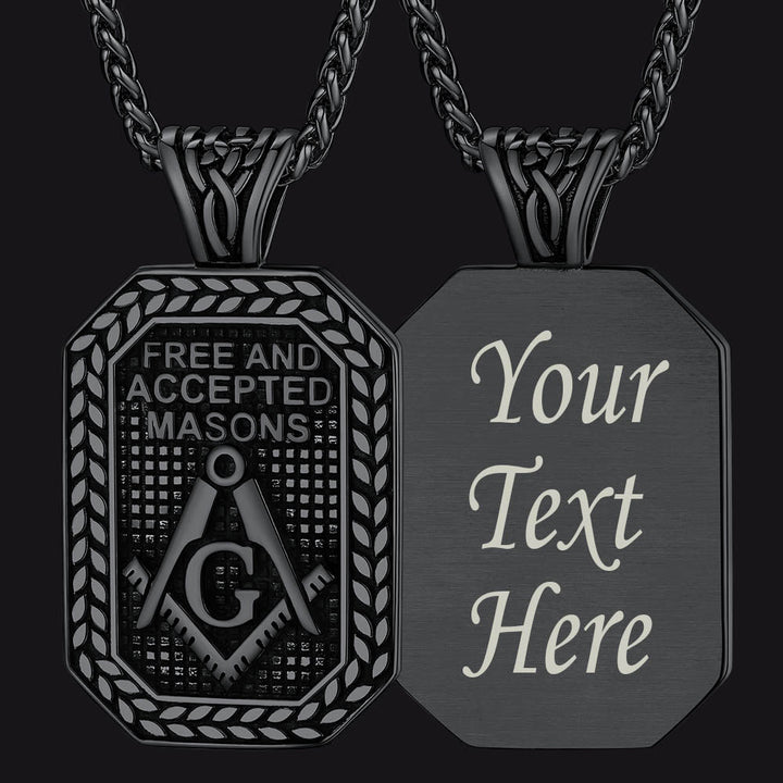 Engraved Freemason Masonic Dog Tag Necklace for Men