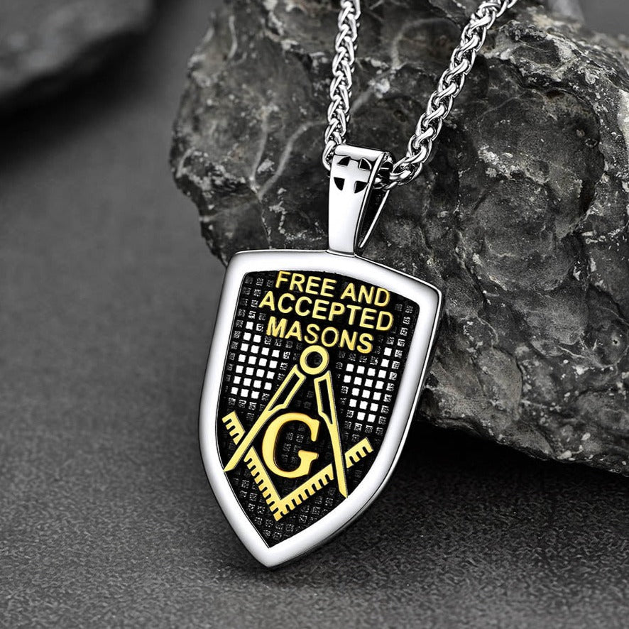 Custom Masonic Shield Pendant Necklace for Men
