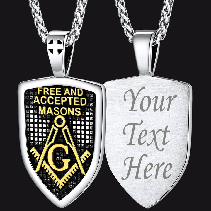 Custom Masonic Shield Pendant Necklace for Men