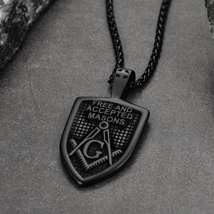 Custom Masonic Shield Pendant Necklace for Men