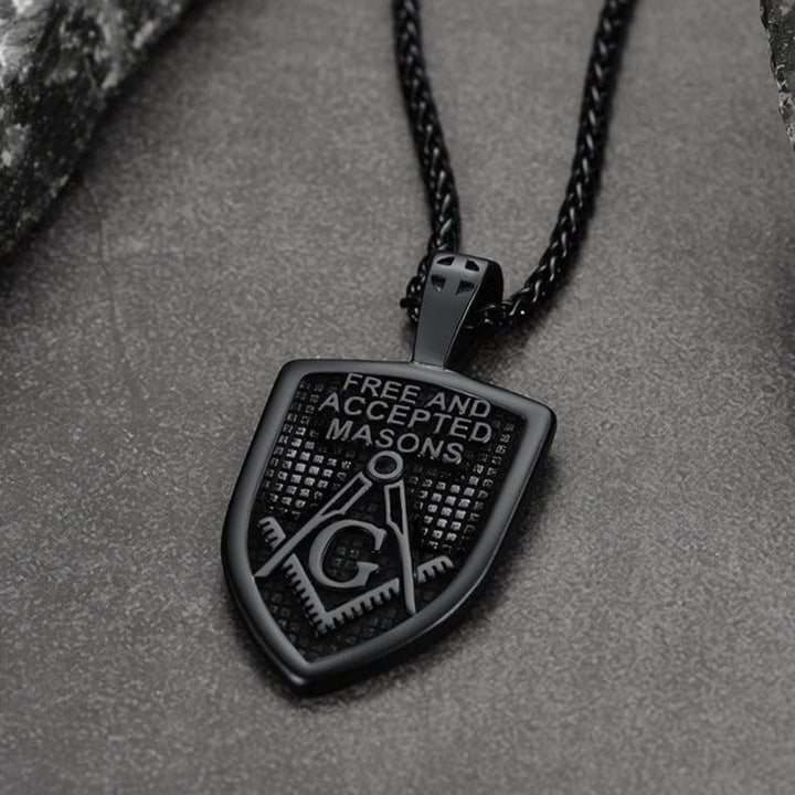 Custom Masonic Shield Pendant Necklace for Men