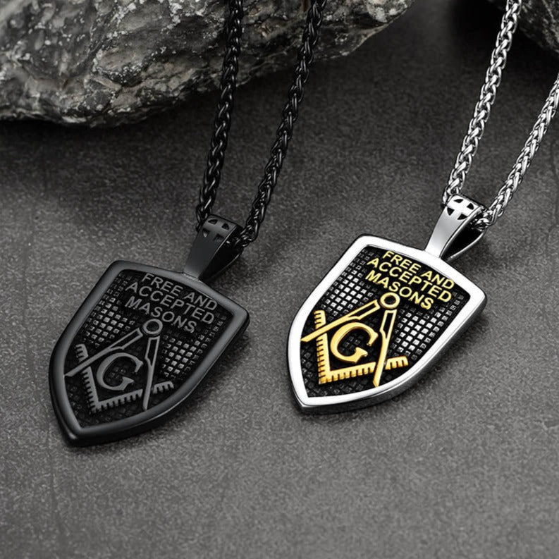 Custom Masonic Shield Pendant Necklace for Men