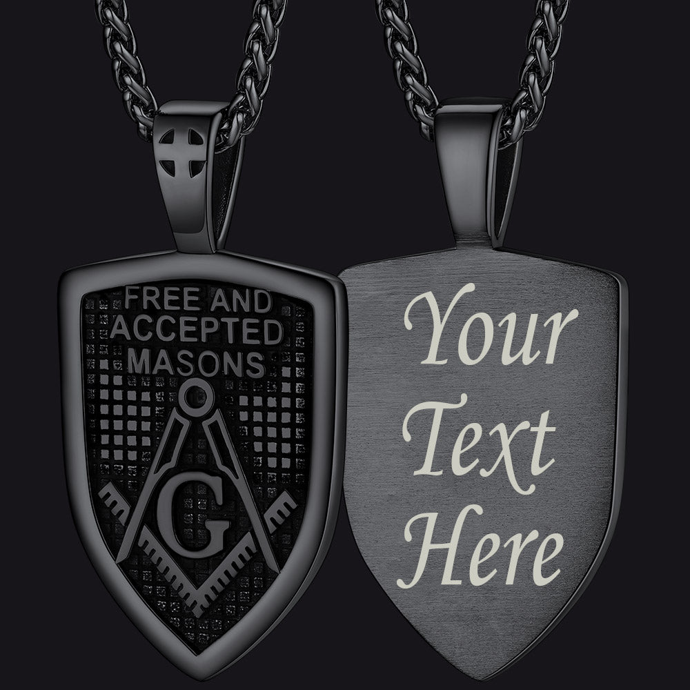 Custom Masonic Shield Pendant Necklace for Men