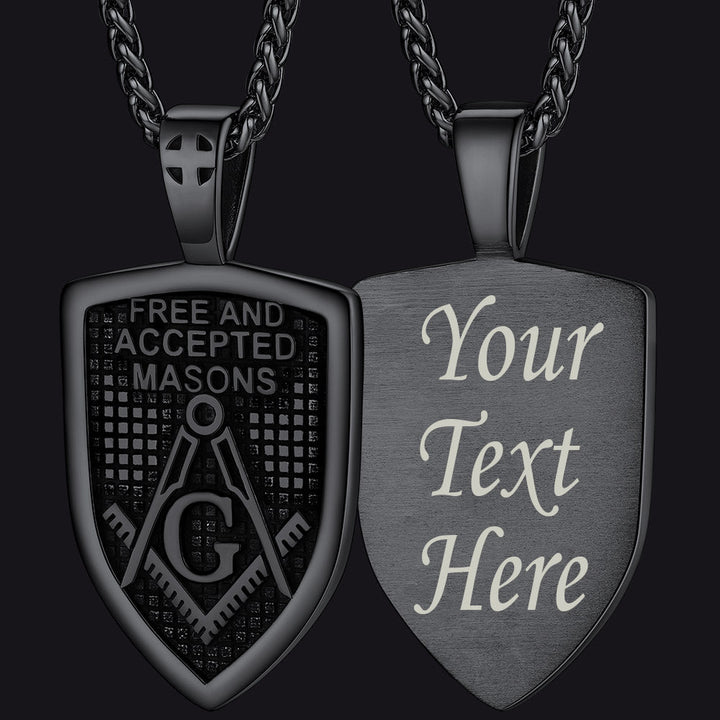 Custom Masonic Shield Pendant Necklace for Men