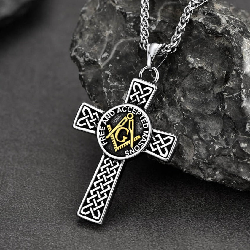 Masonic Celtic Cross Pendant Necklace for Men