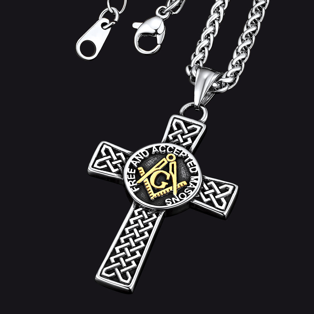 Masonic Celtic Cross Pendant Necklace for Men