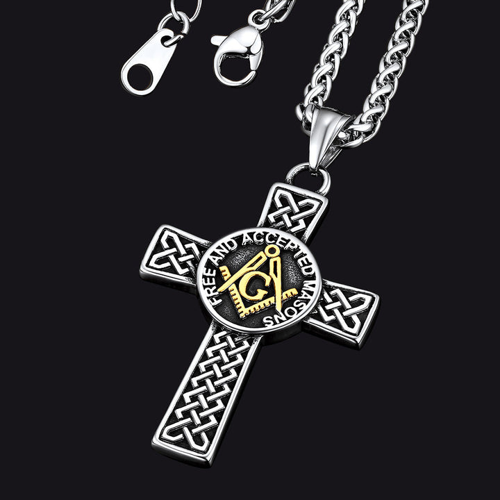 Masonic Celtic Cross Pendant Necklace for Men