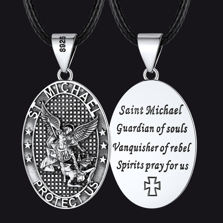 Oval Archangel Saint Michael Necklace Medal