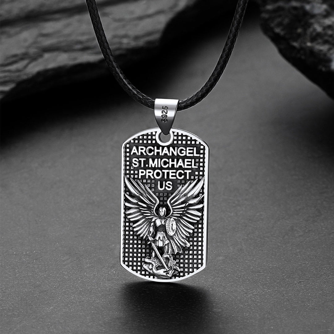 Catholic Archangel Saint Michael Dog Tag Necklace for Men