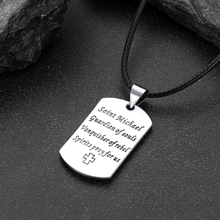 Catholic Archangel Saint Michael Dog Tag Necklace for Men