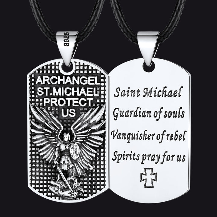Catholic Archangel Saint Michael Dog Tag Necklace for Men