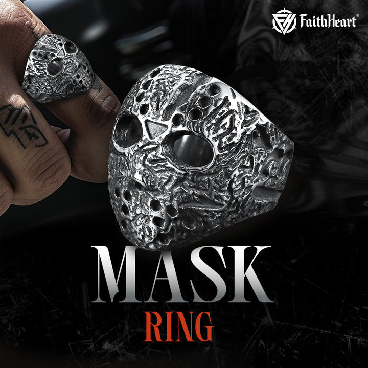 Gothic Jason Voorhees Mask Ring for Men