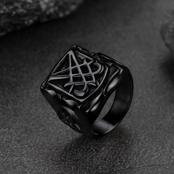 Satanic Lucifer Stainless Steel Signet Ring for Men