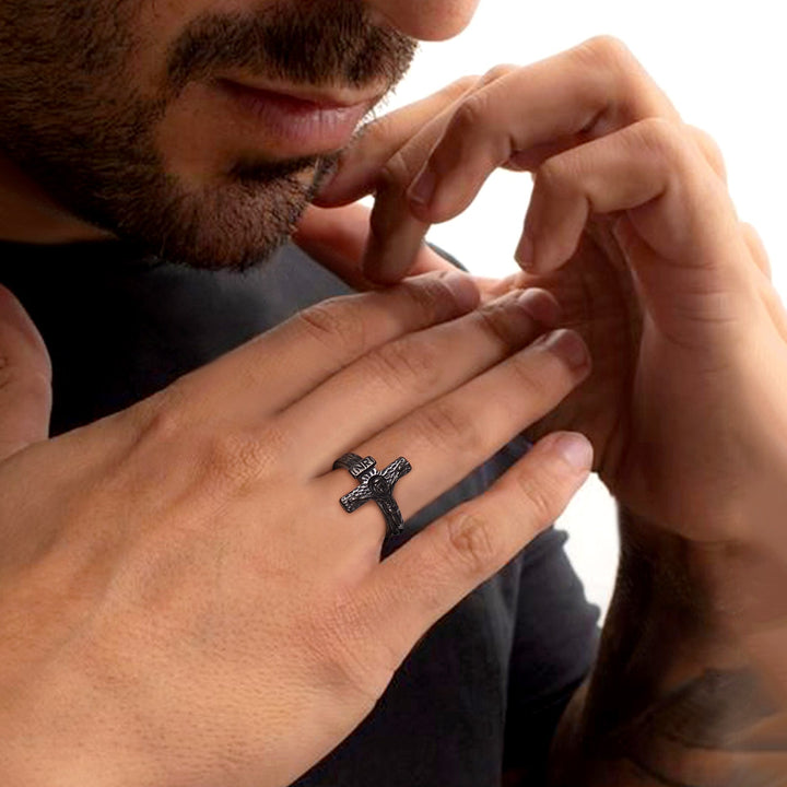 Christian Jesus Crucifix Cross Ring for Men