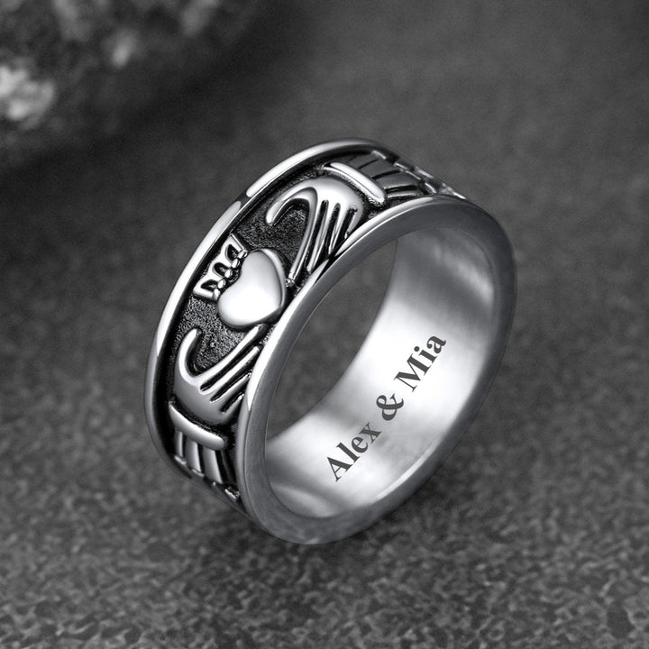 Celtic Claddagh Love Wedding Band Ring for Men and Women