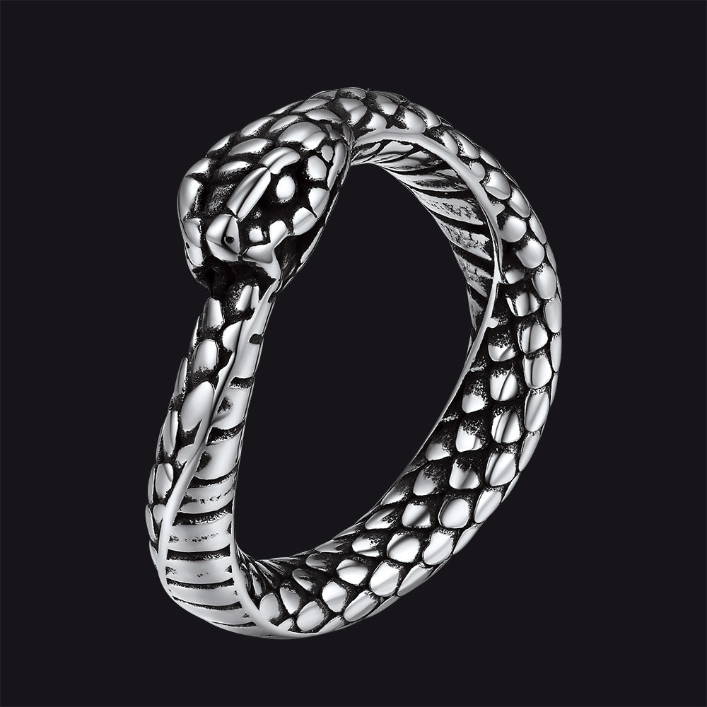Stainless Steel Midi Snake Band Ring for Men and Women