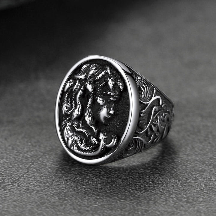 Medusa Snake Hair Ring Greek Mythology Signet Ring for Men Women