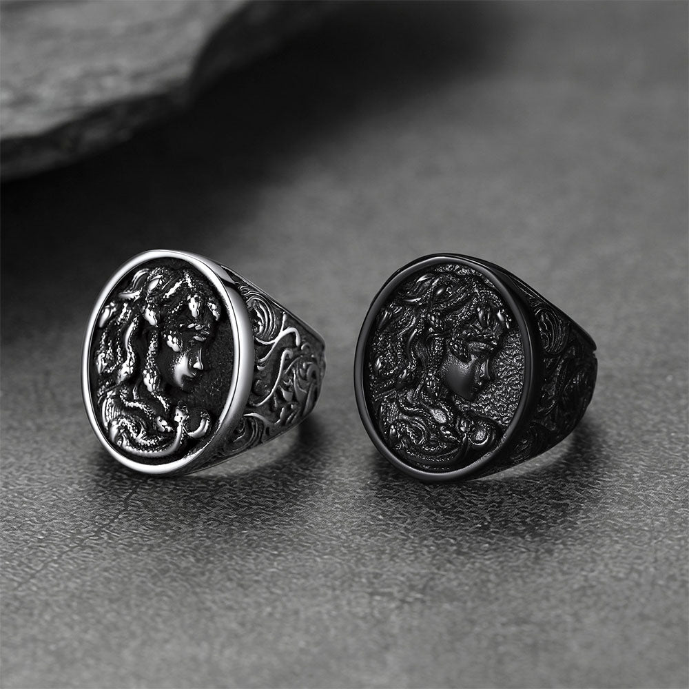 Medusa Snake Hair Ring Greek Mythology Signet Ring for Men Women