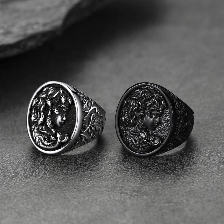 Medusa Snake Hair Ring Greek Mythology Signet Ring for Men Women