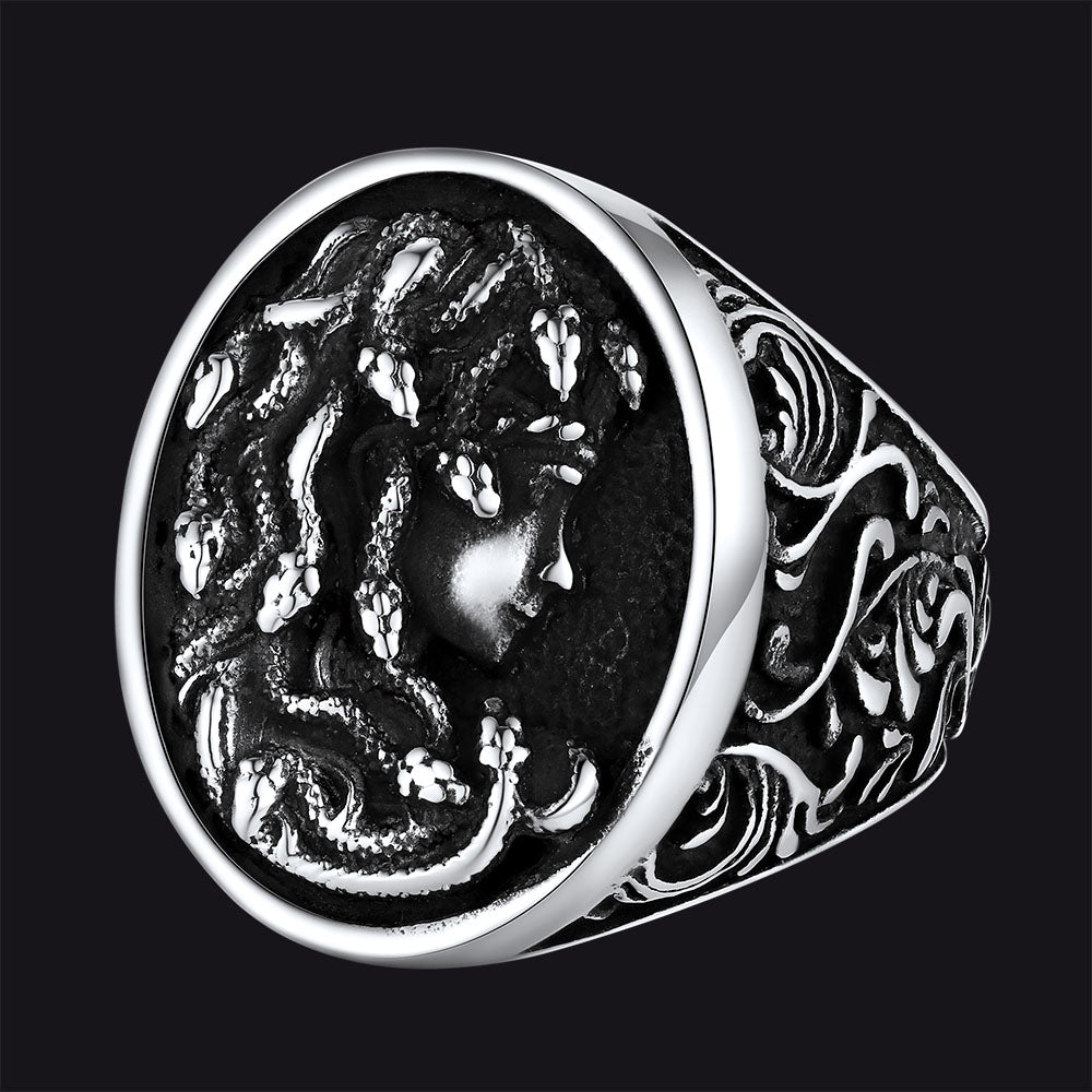 Medusa Snake Hair Ring Greek Mythology Signet Ring for Men Women