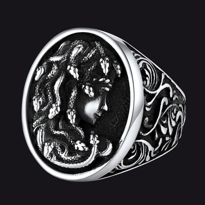Medusa Snake Hair Ring Greek Mythology Signet Ring for Men Women