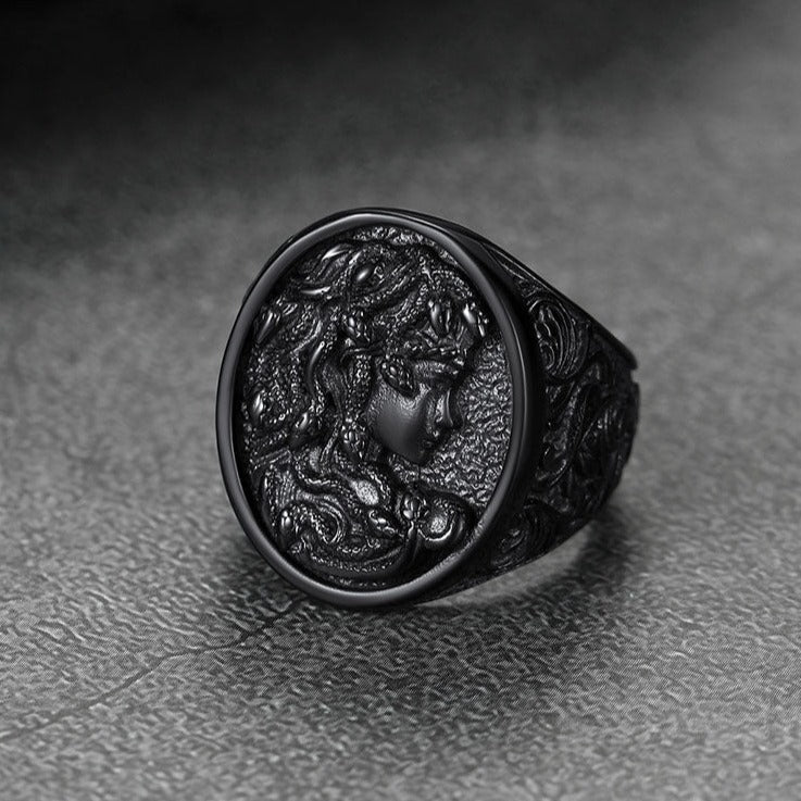 Medusa Snake Hair Ring Greek Mythology Signet Ring for Men Women