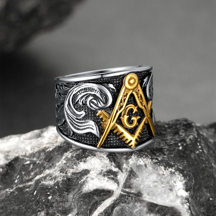 Freemason Masonic Stainless Steel Ring Band for Men