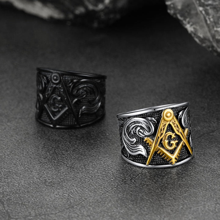 Freemason Masonic Stainless Steel Ring Band for Men