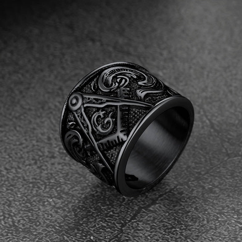 Freemason Masonic Stainless Steel Ring Band for Men