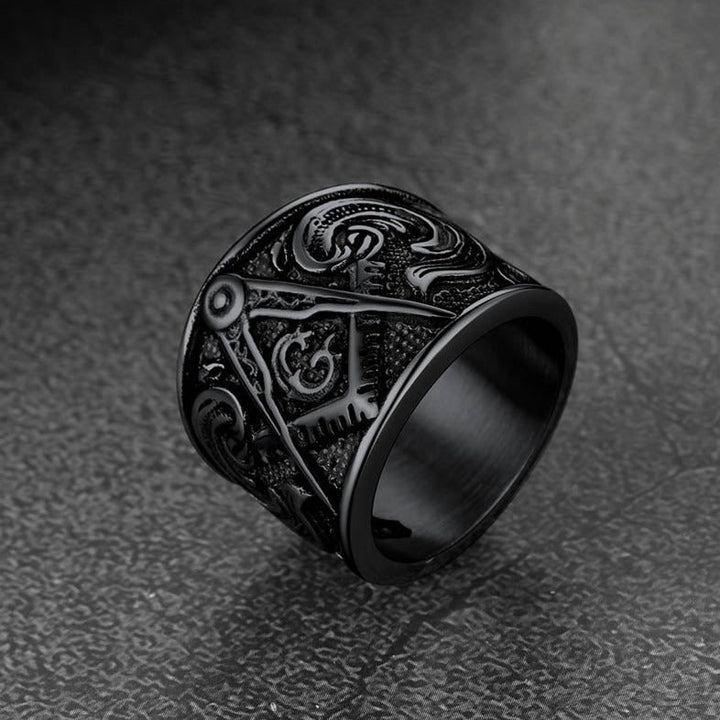 Freemason Masonic Stainless Steel Ring Band for Men