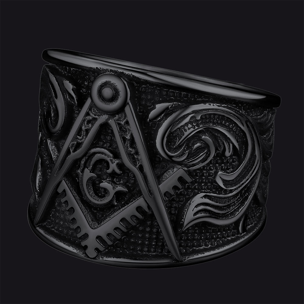 Freemason Masonic Stainless Steel Ring Band for Men