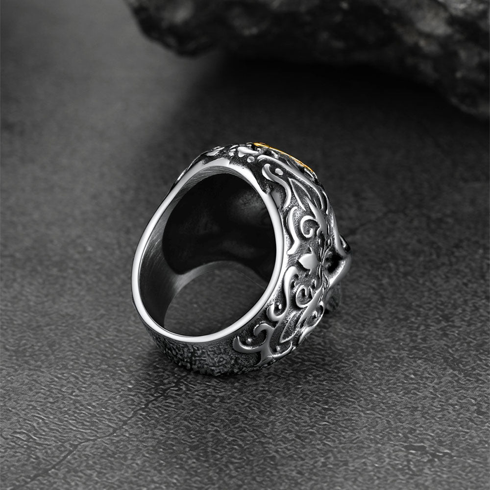 Gothic Masonic Skull Stainless Steel Ring for Men
