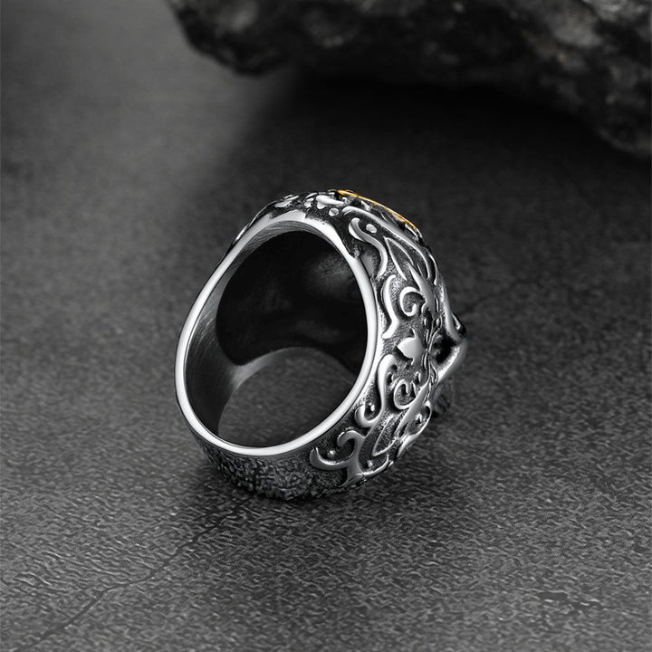 Gothic Masonic Skull Stainless Steel Ring for Men