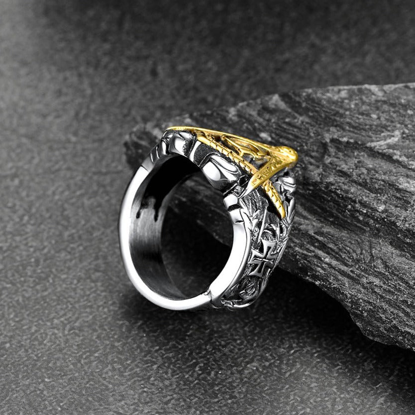Masonic Freemason Master Engraved Signet Ring for Men
