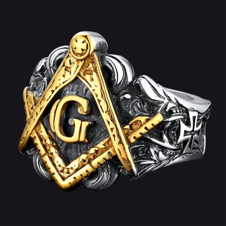 Masonic Freemason Master Engraved Signet Ring for Men