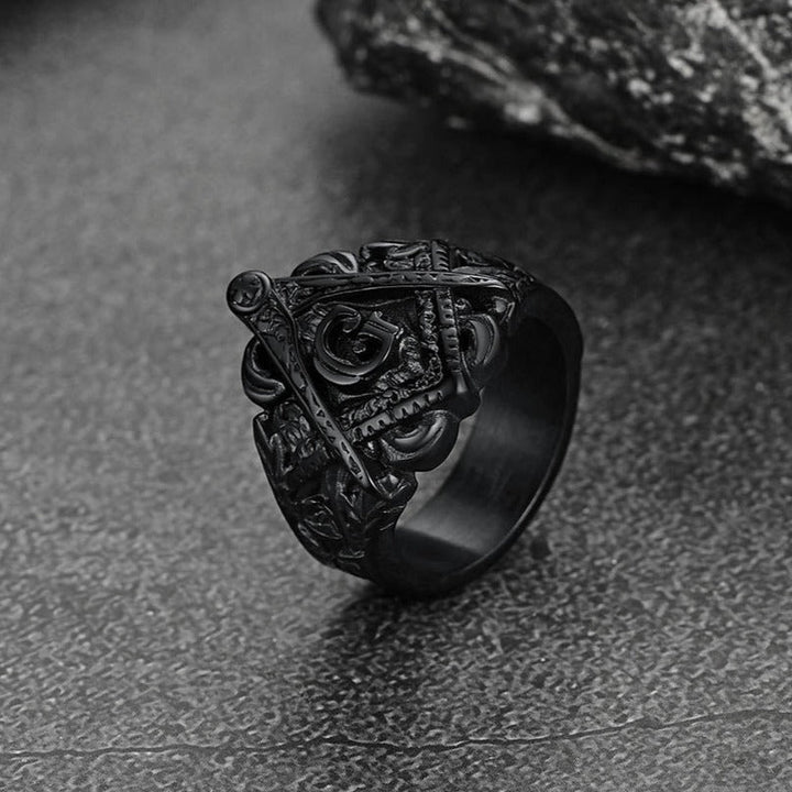 Masonic Freemason Master Engraved Signet Ring for Men
