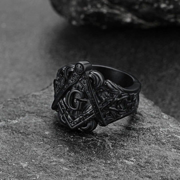 Masonic Freemason Master Engraved Signet Ring for Men