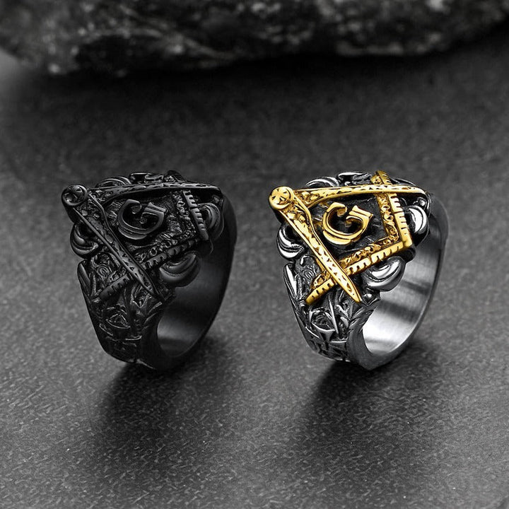 Masonic Freemason Master Engraved Signet Ring for Men