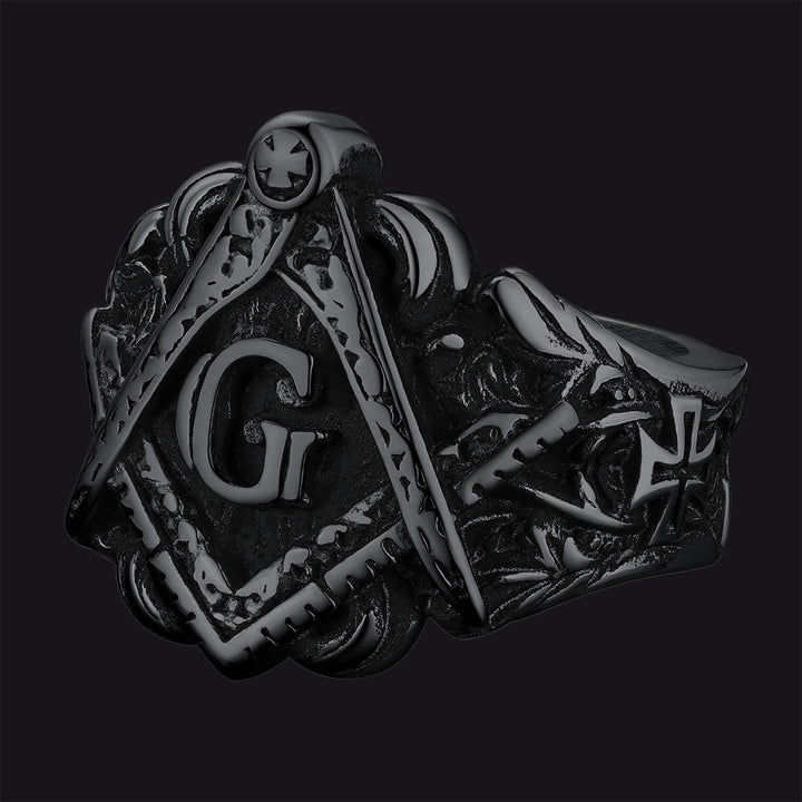 Masonic Freemason Master Engraved Signet Ring for Men