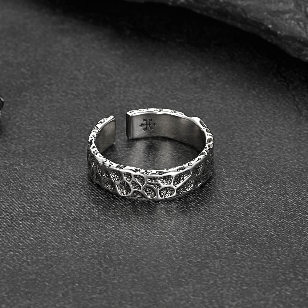 Retro Irregular Crack Finger Open Adjustable Ring for Men