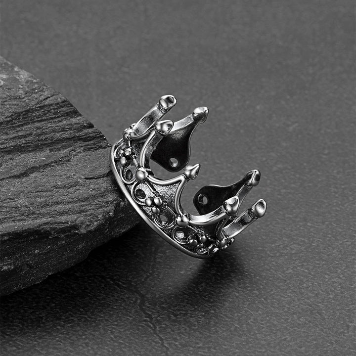 Crown Cross Open Adjustable Ring for Men