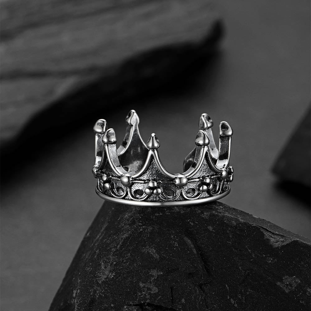 Crown Cross Open Adjustable Ring for Men