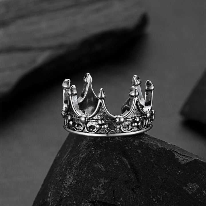 Crown Cross Open Adjustable Ring for Men