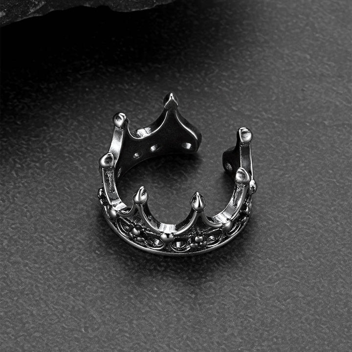 Crown Cross Open Adjustable Ring for Men