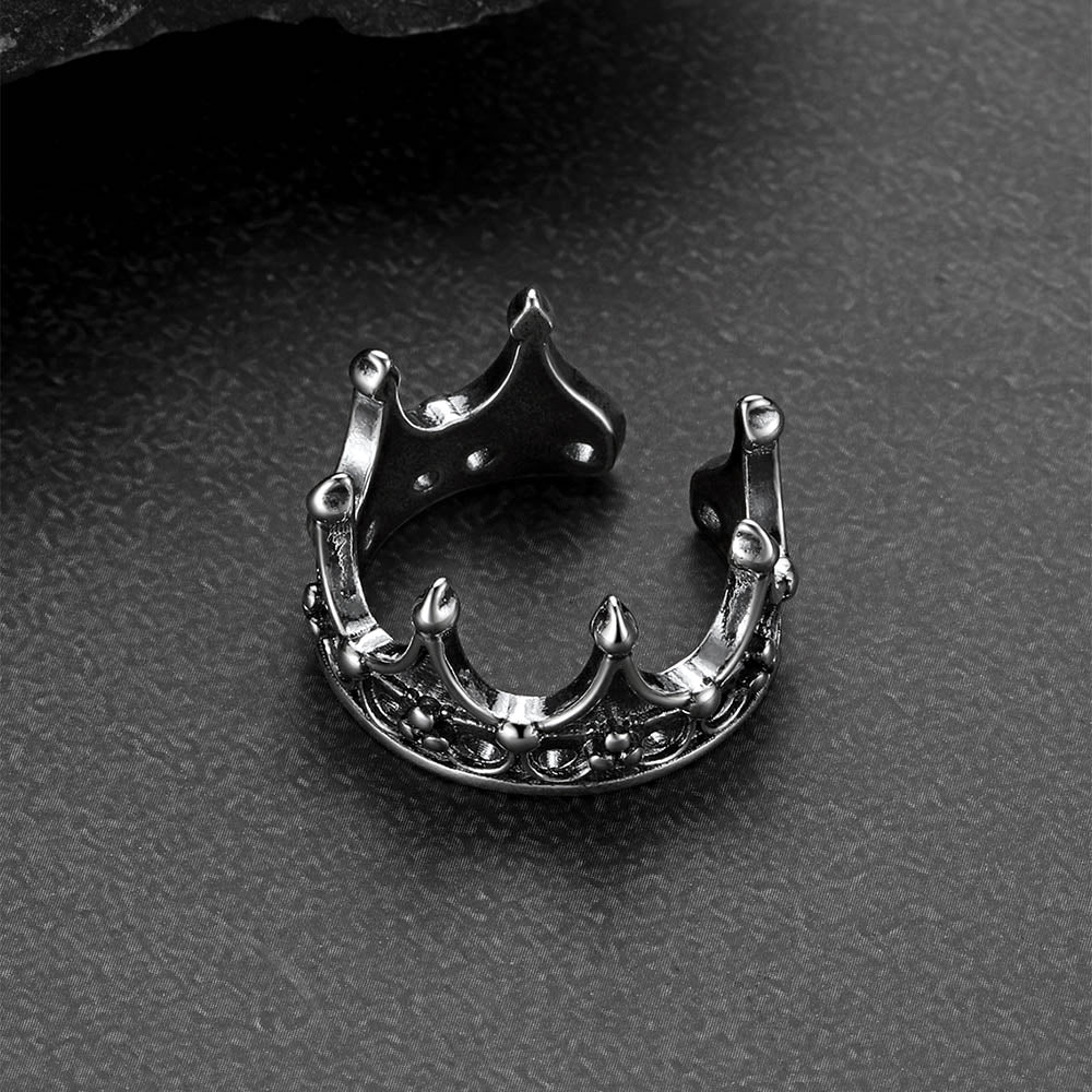 Crown Cross Open Adjustable Ring for Men