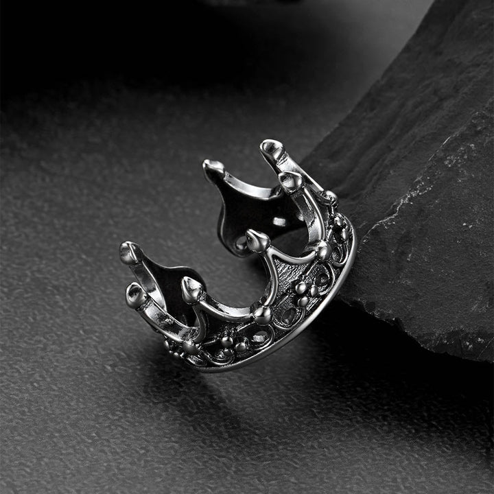 Crown Cross Open Adjustable Ring for Men