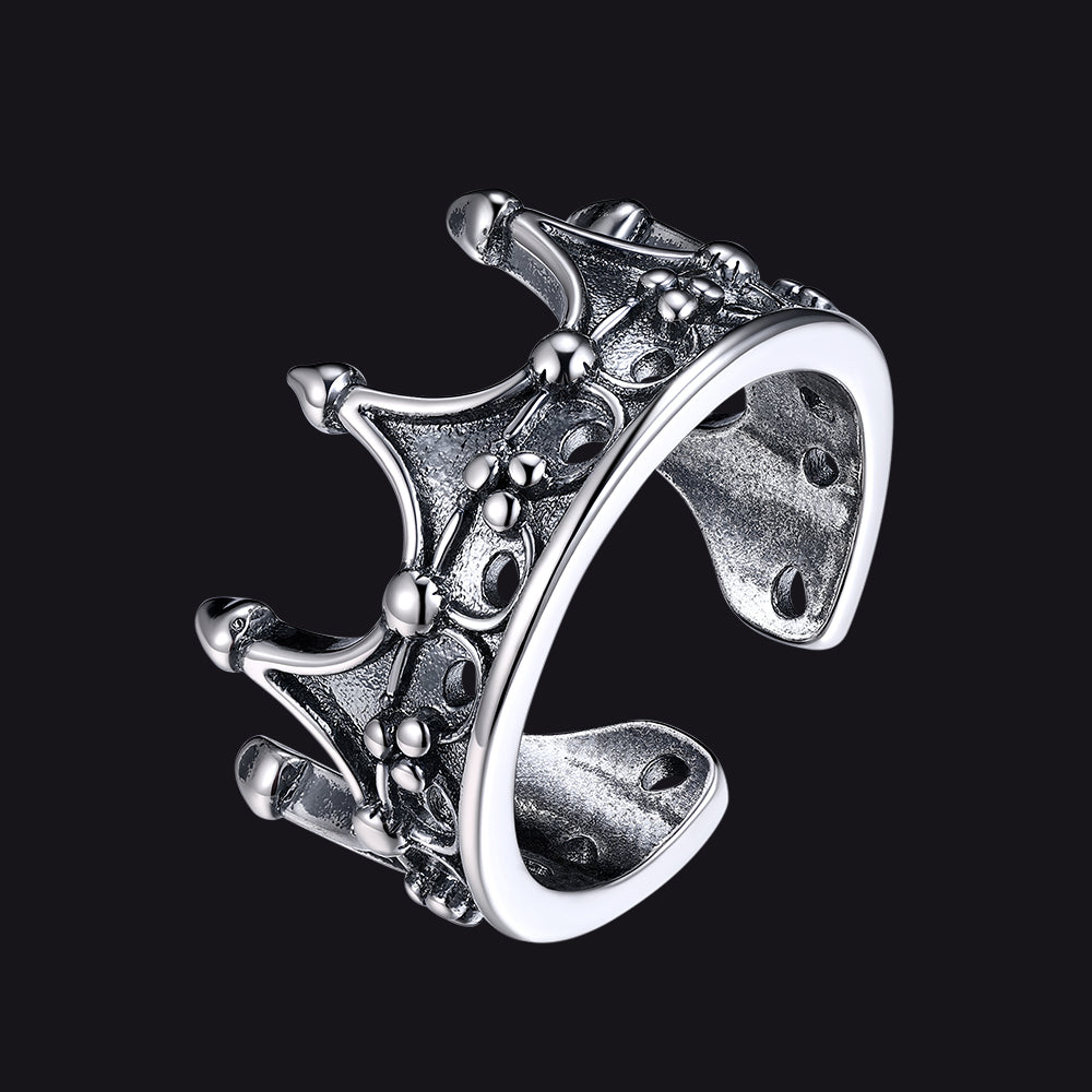 Crown Cross Open Adjustable Ring for Men