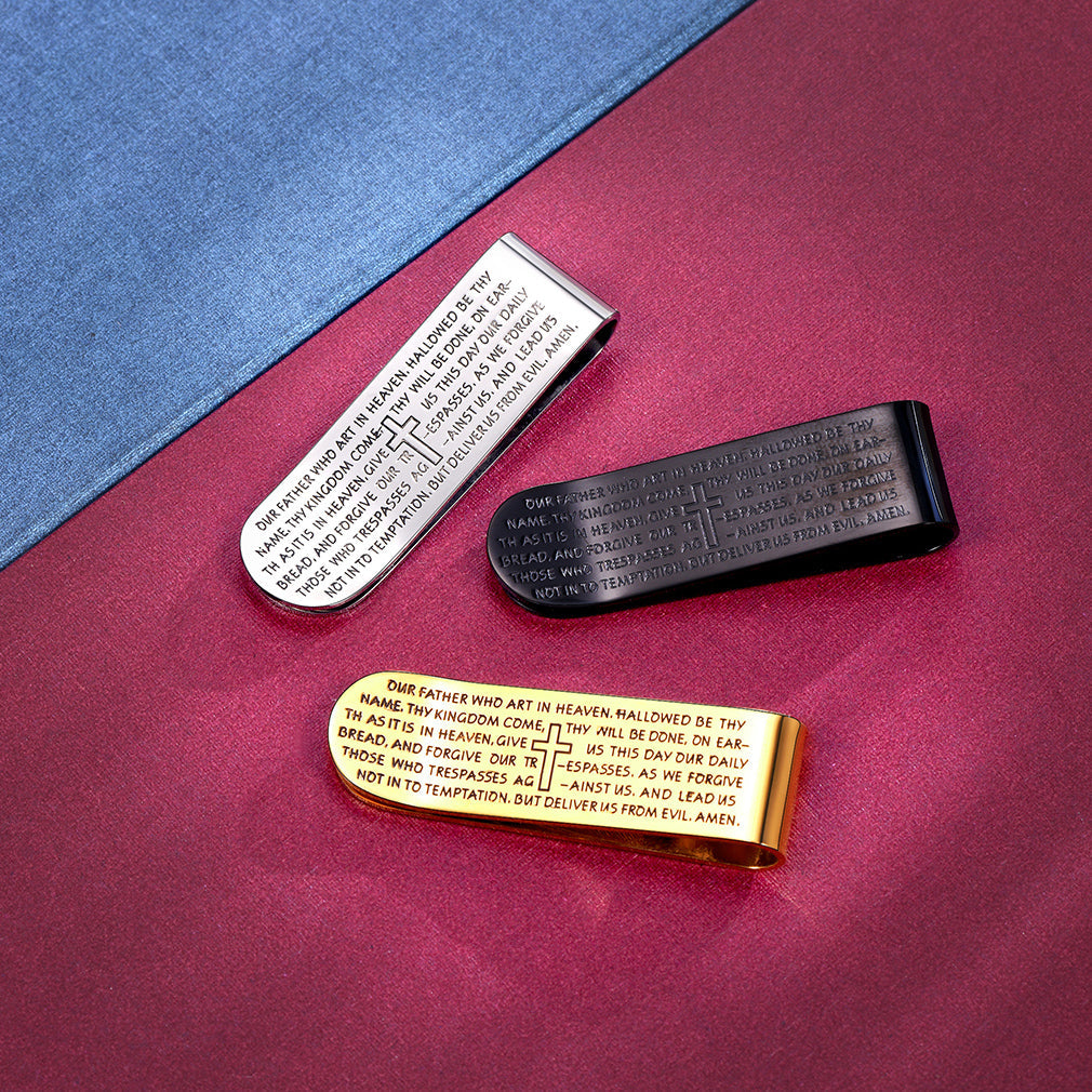 Cross Prayer Money Clip Money Card Holder for Men