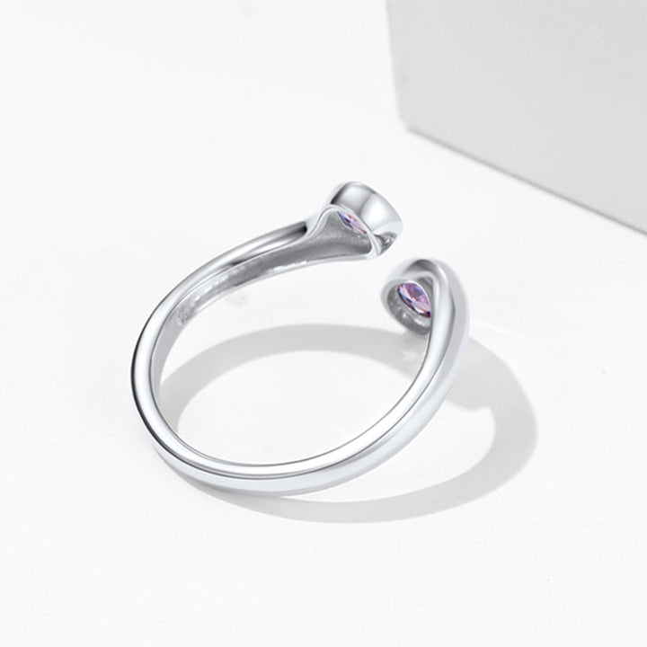 925 Sterling Silver Birthstone Adjustable Ring Toi et Moi Promise Ring for Her