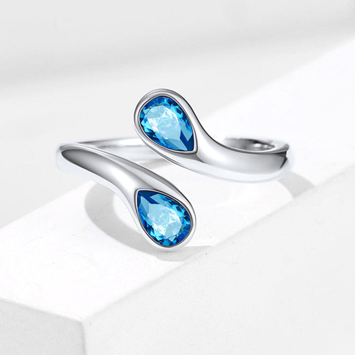 925 Sterling Silver Birthstone Adjustable Ring Toi et Moi Promise Ring for Her